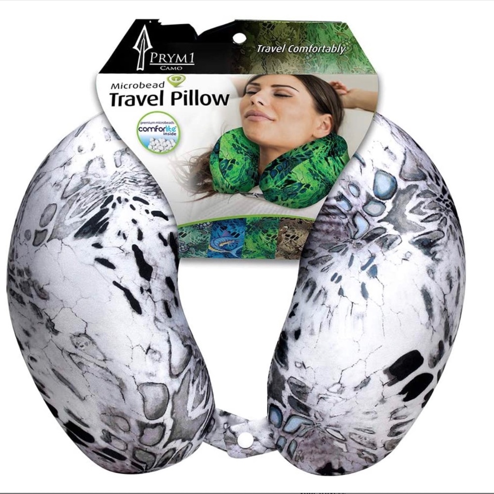 PRYM1 by Cloudz Microbead Travel Neck Pillows (Silver Mist Print)